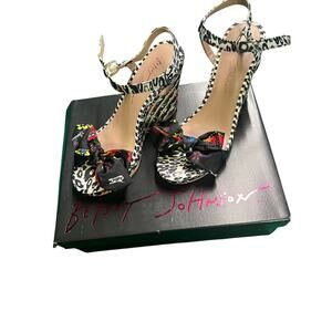 Betsey Johnson Mixed Print Espadrille Wedge Sandals